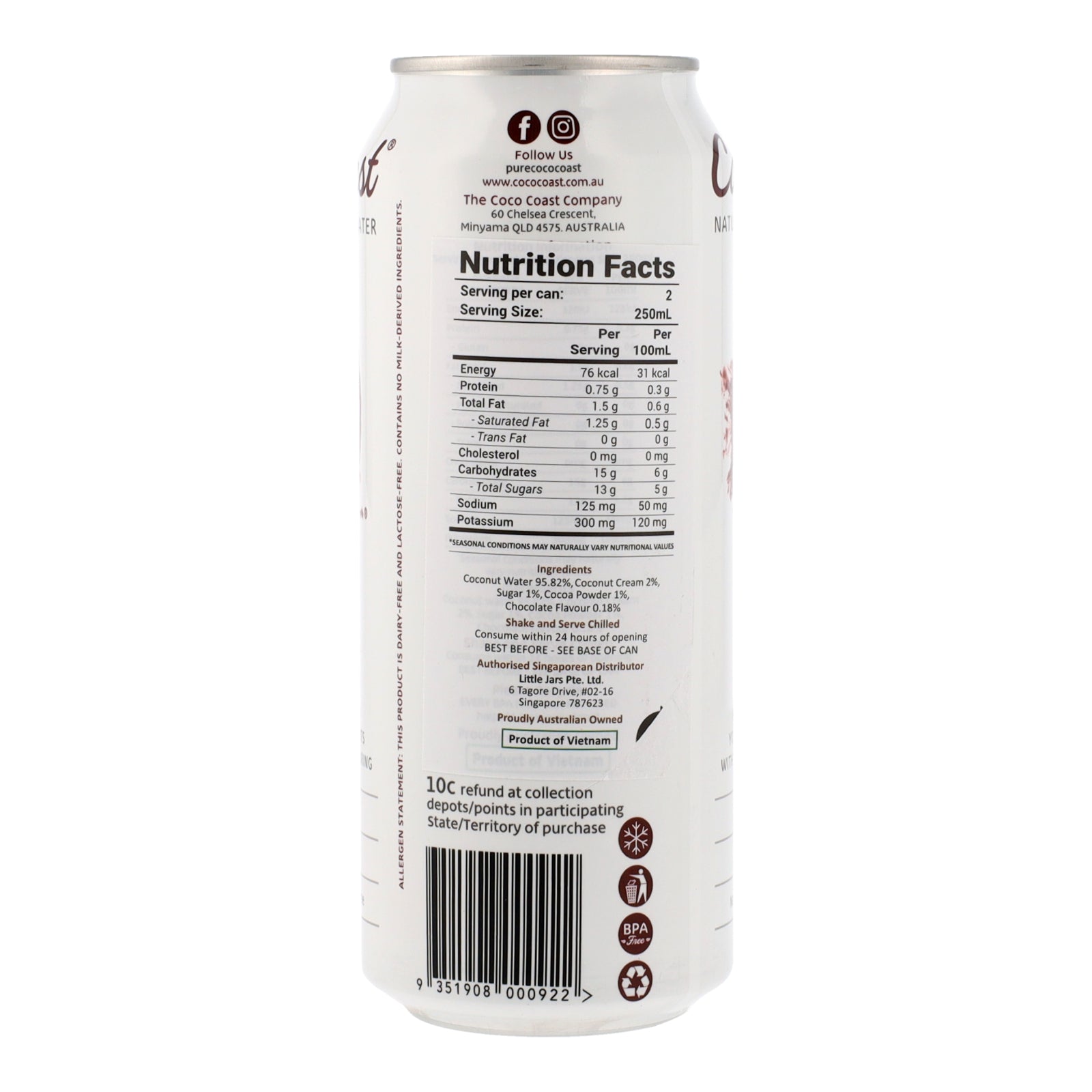 CocoCoast Chocolate Coconut Water 500ml | Smooth Cocoa Hydration