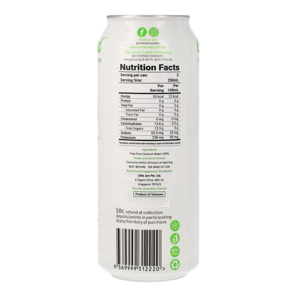 CocoCoast Natural Coconut Water 500ml | Pure Young Coconut Hydration