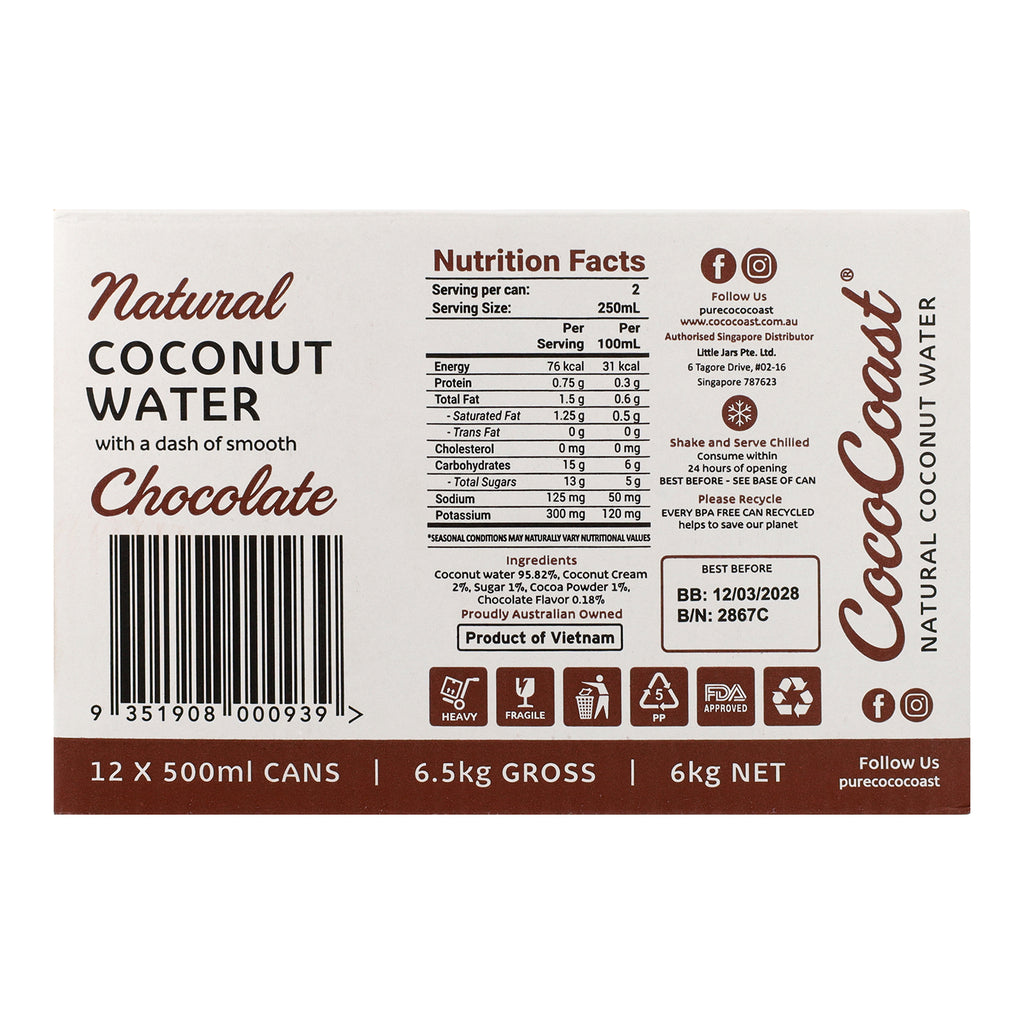 CocoCoast Chocolate Coconut Water 500ml | Smooth Cocoa Hydration