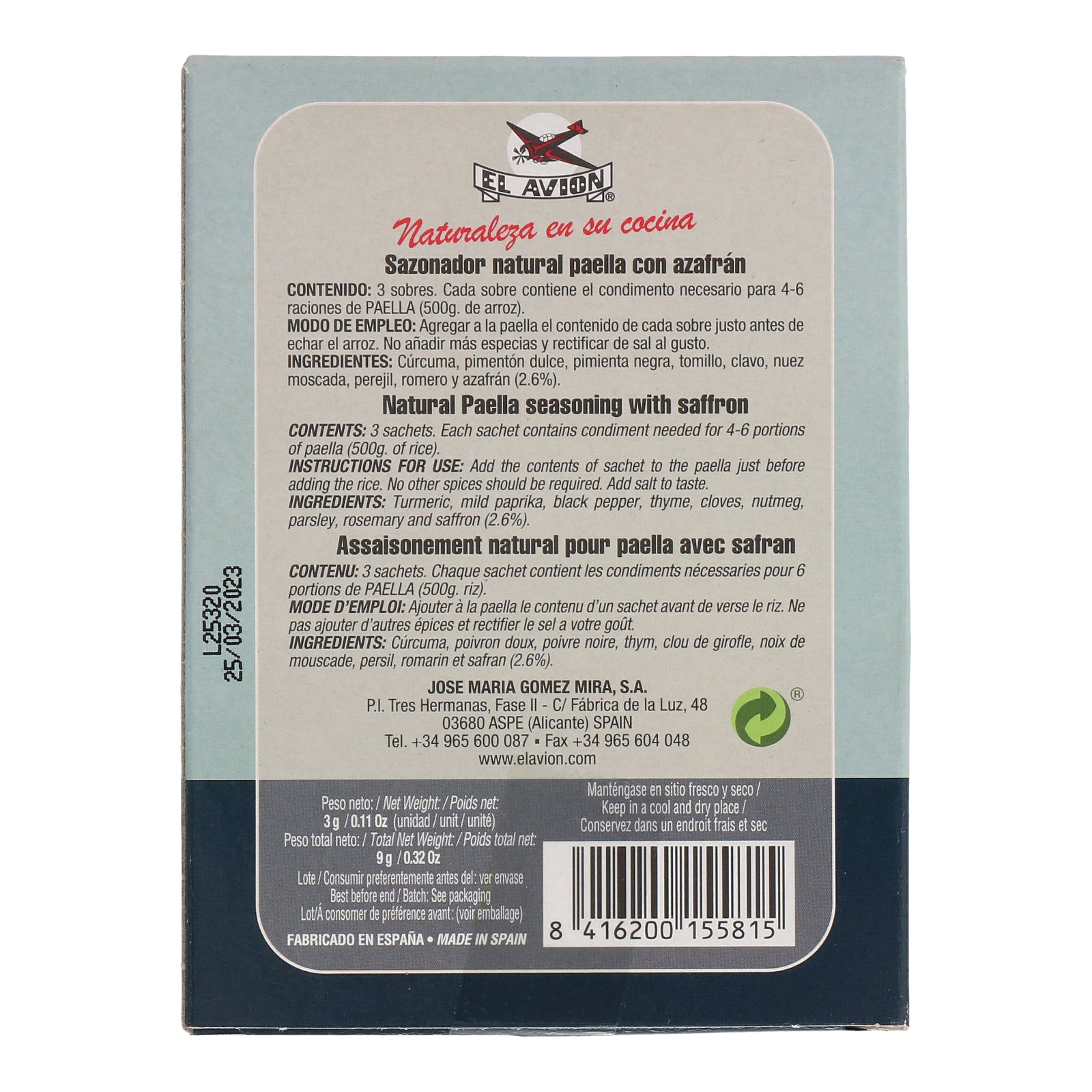 El Avion Paella Seasoning Mix 9g