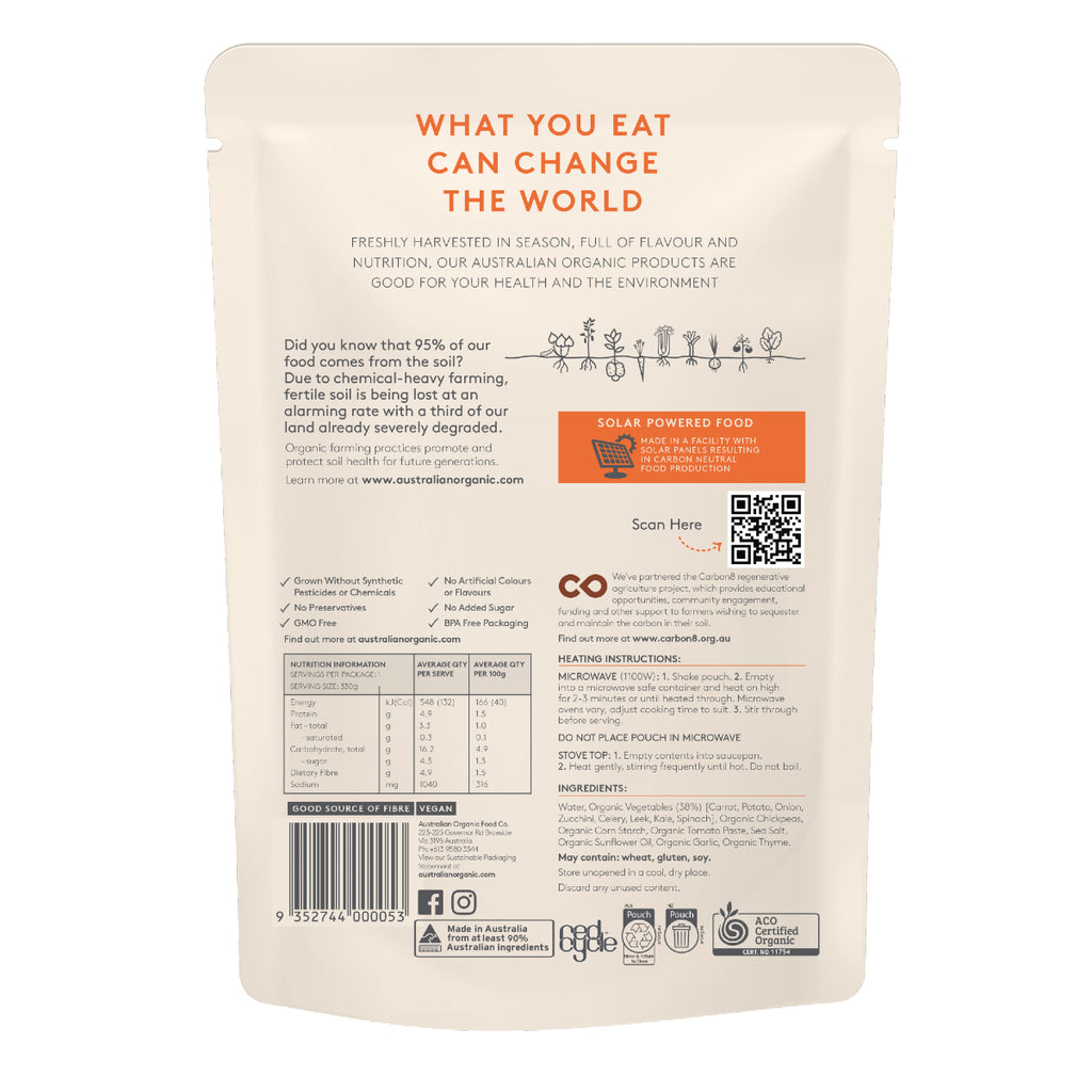 Australian Organic Food Co. Vegetable & Minestrone Soup 330g