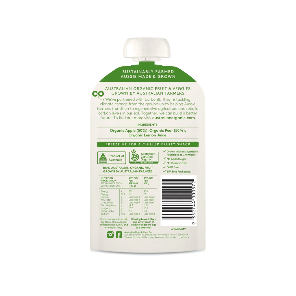 Australian Organic Food Co. Apple & Pear Fruit Puree 120g