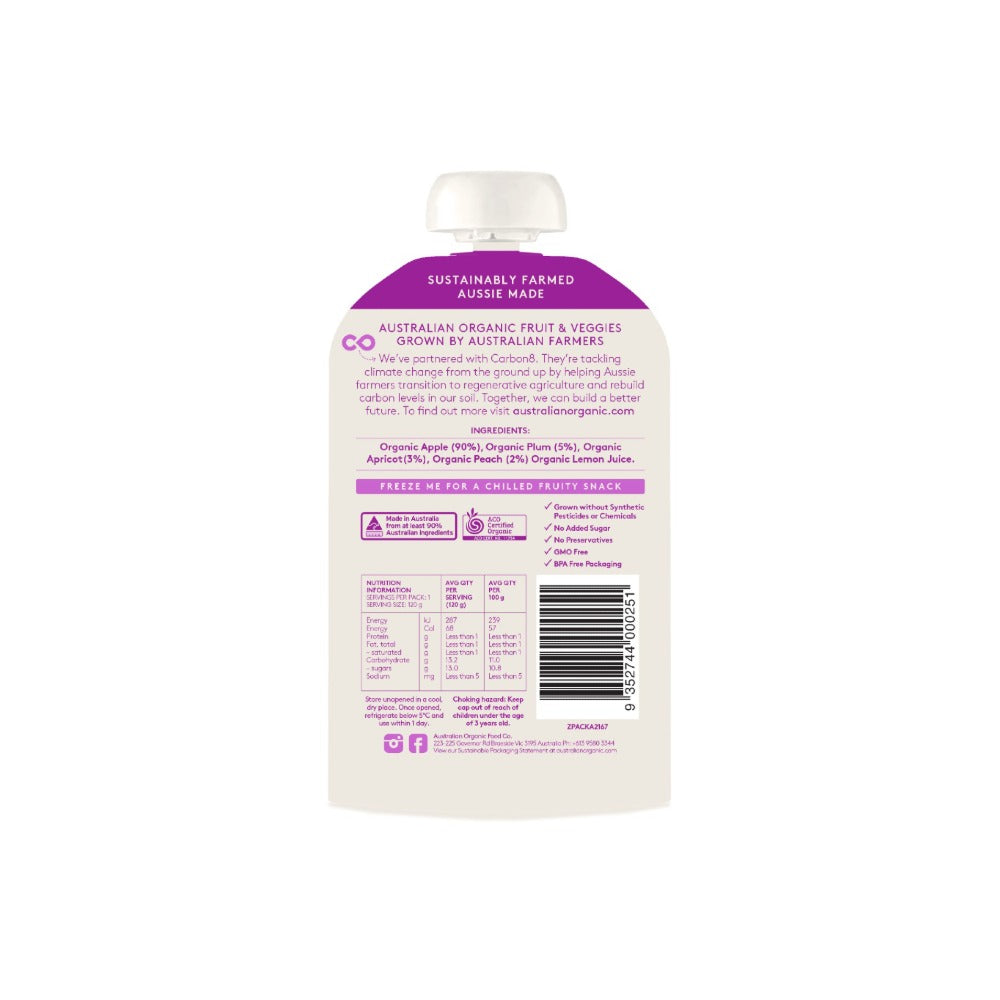 AOFC Apple Plum Apricot Peach Puree 120g Front