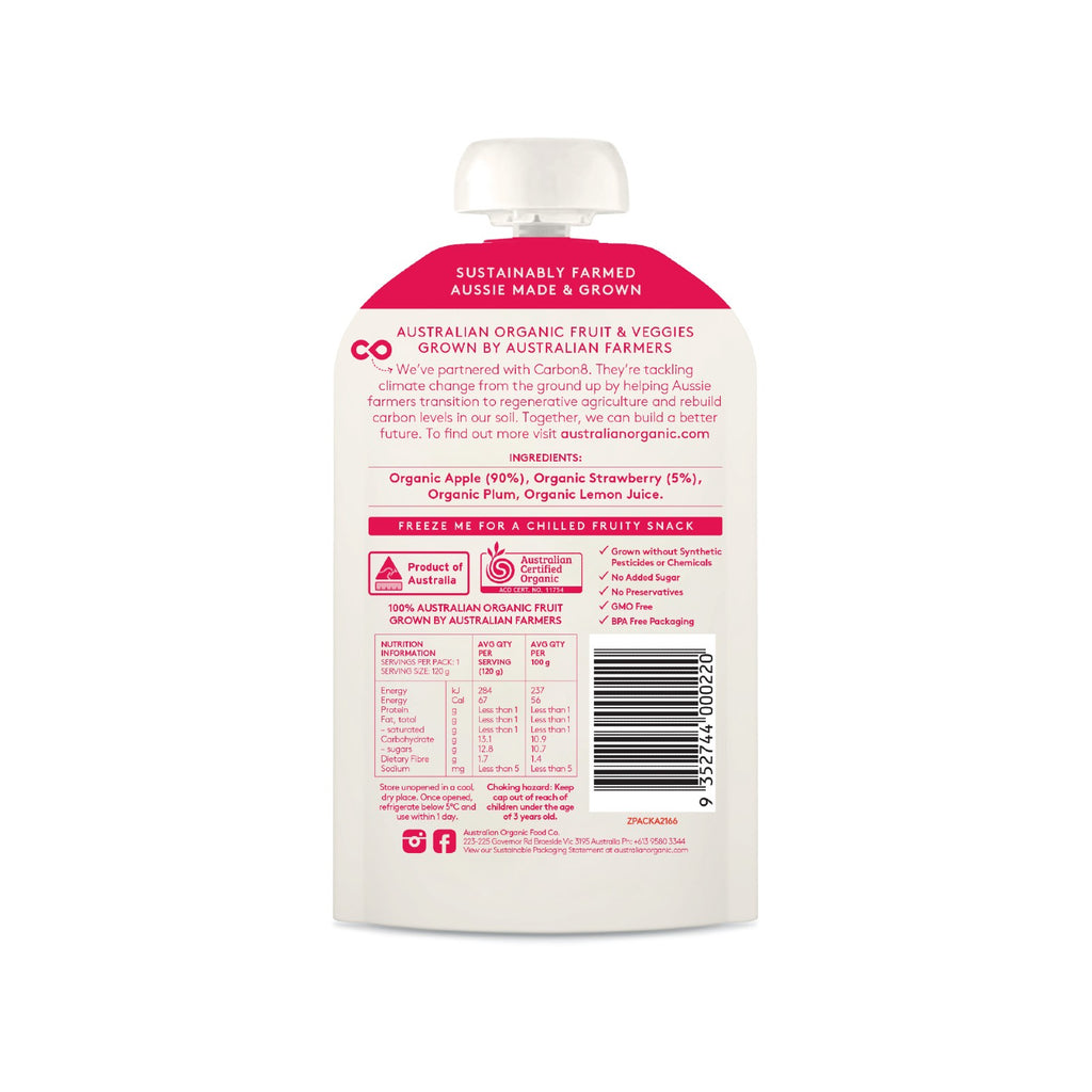 Australian Organic Food Co. Apple & Strawberry Fruit Puree 120g