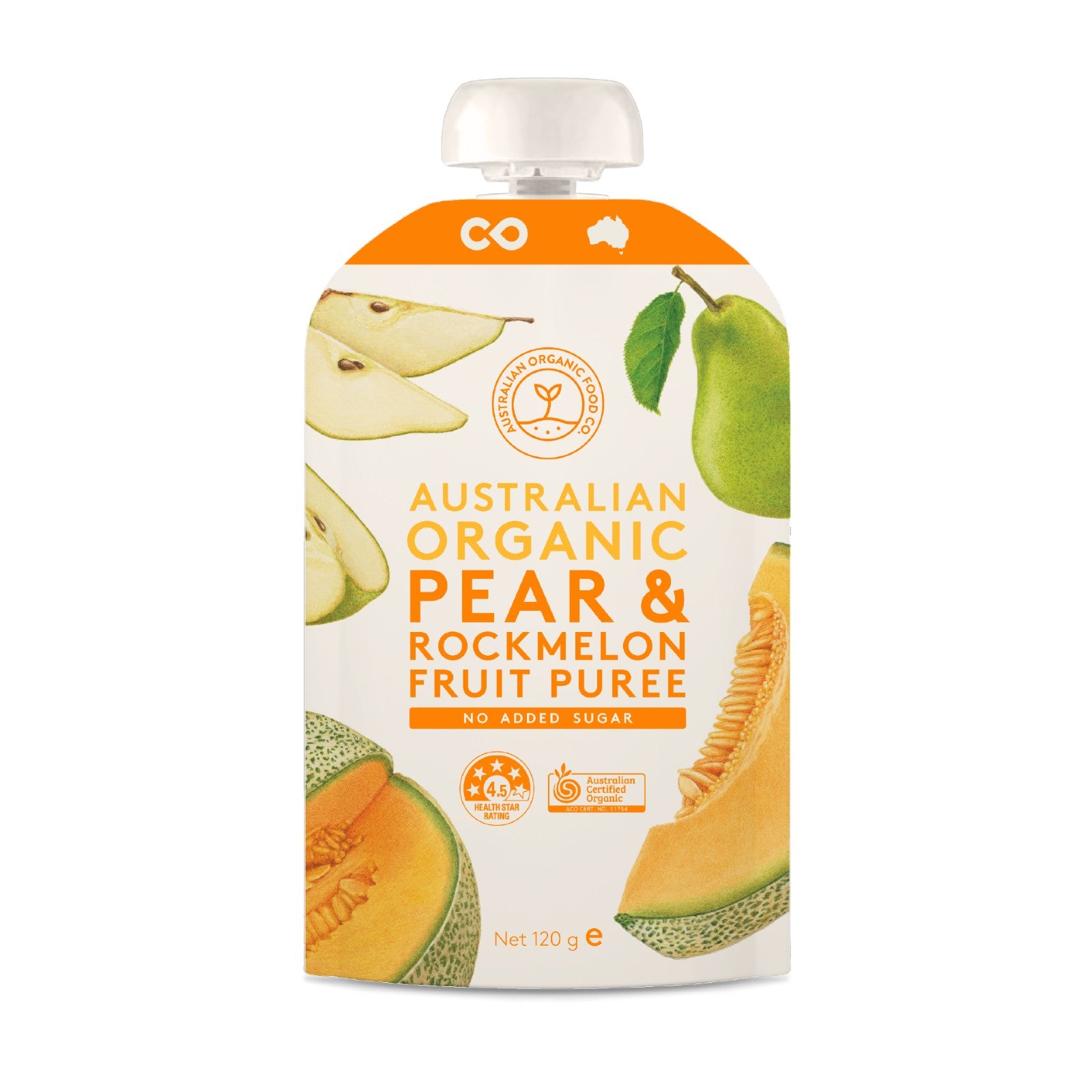 Australian Organic Food Co.Pear & Rockmelon Fruit Puree 120g