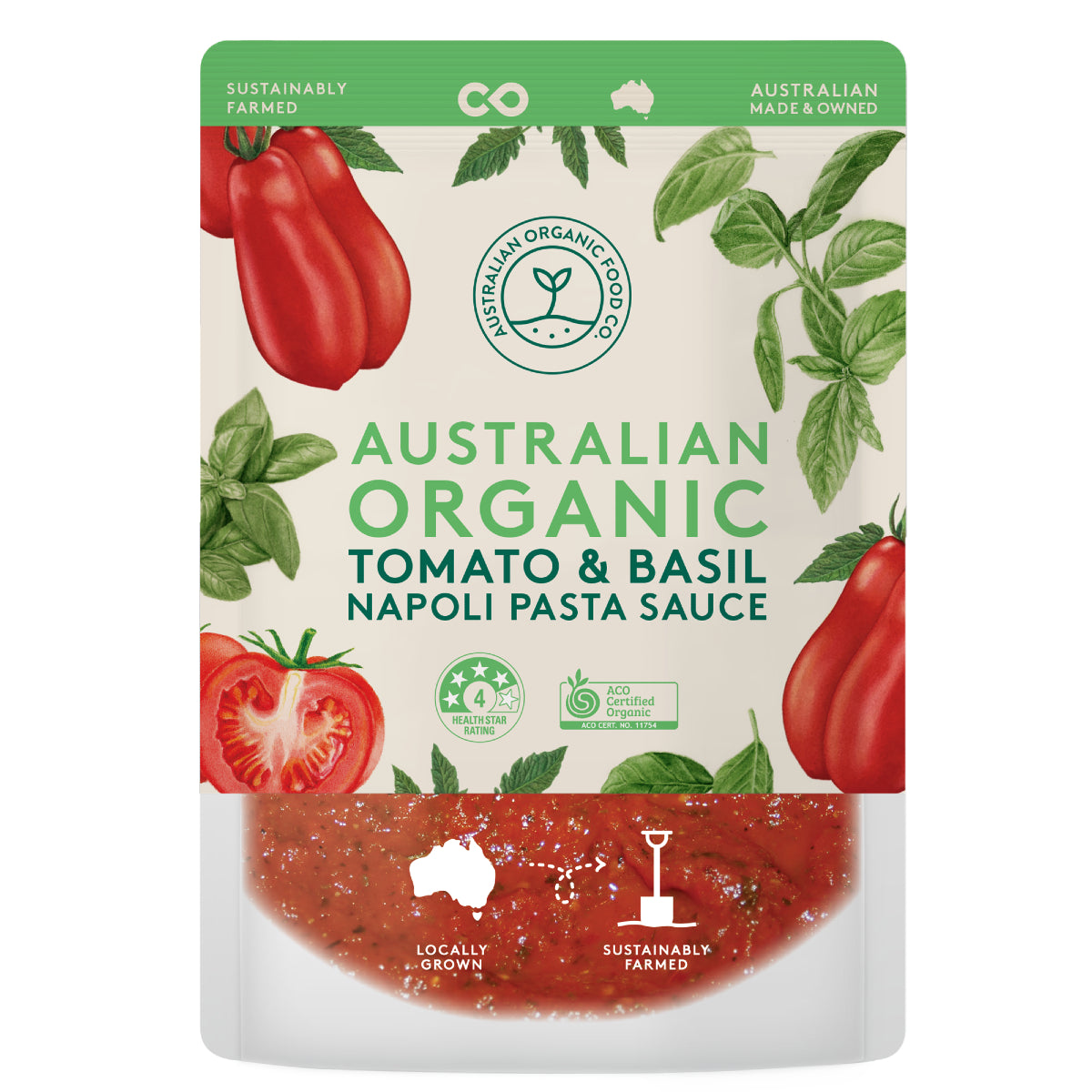 Australian Organic Food Co. Tomato & Basil Napoli Pasta Sauce 400g