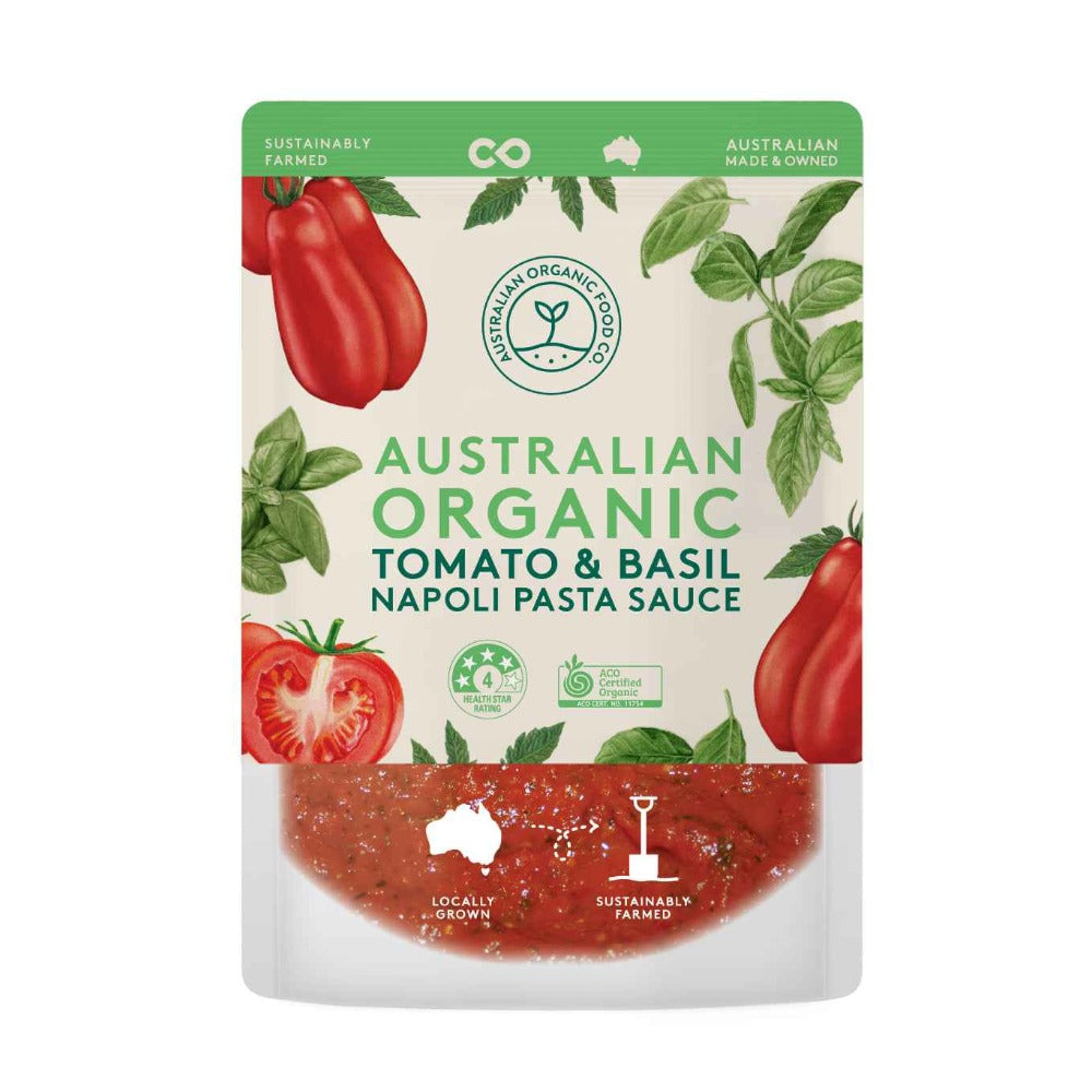 Australian Organic Food Co Tomato Basil Napoli Sauce 400g