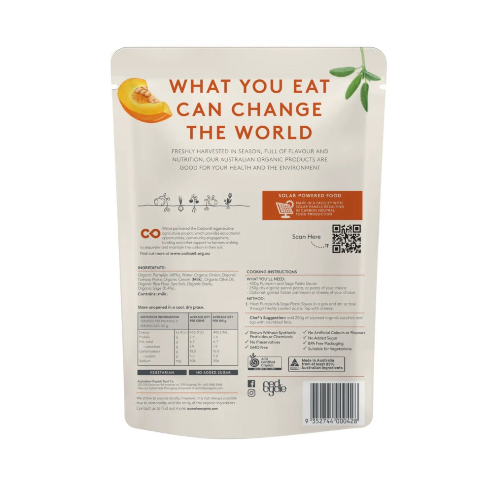 AOFC Pumpkin Sage Pasta Sauce Front Pack