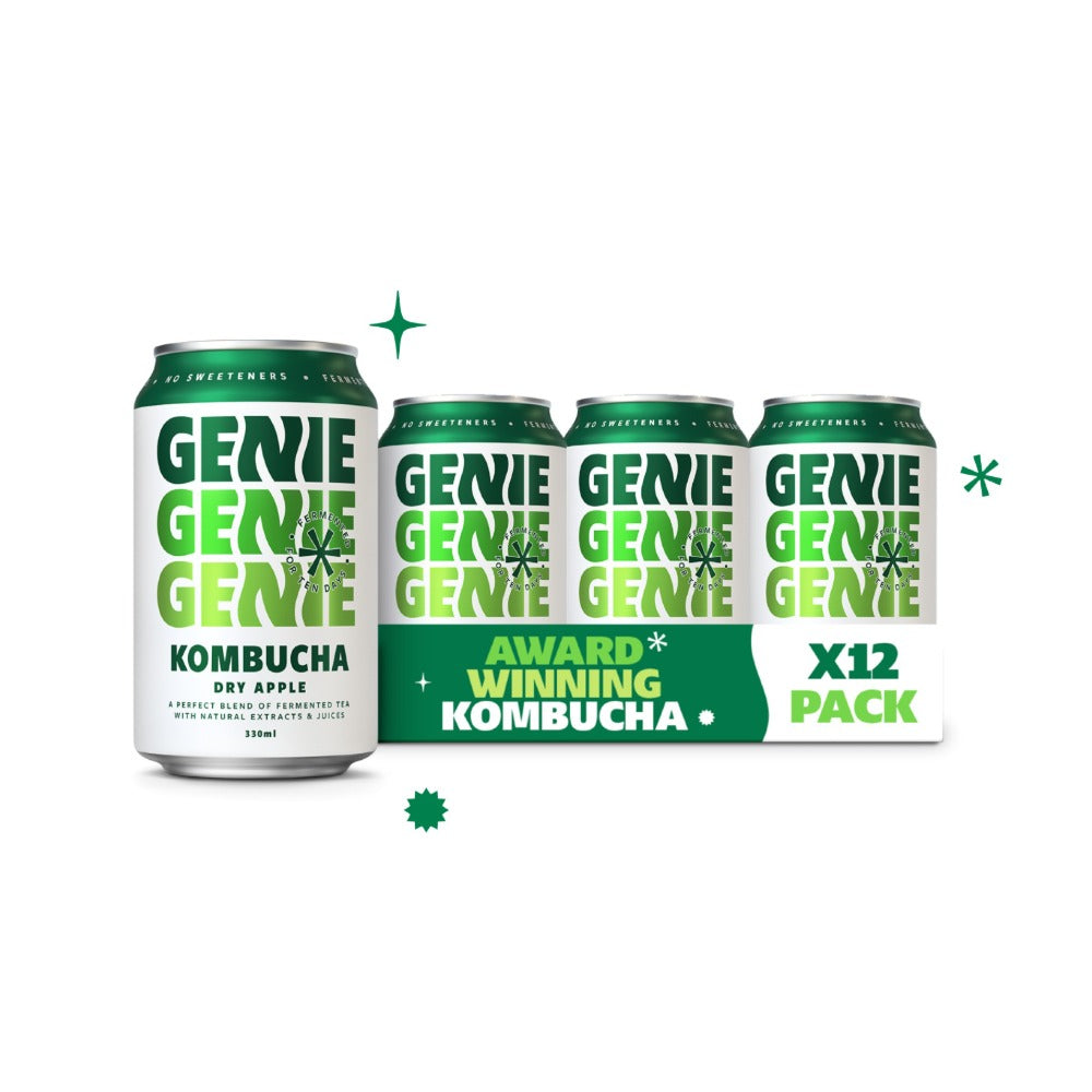 Genie Dry Apple Kombucha 330ml 12 Pack