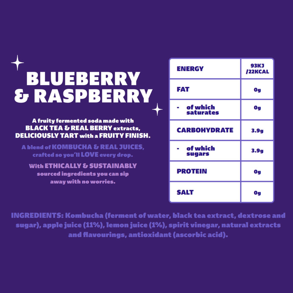 Genie Kombucha Blueberry & Raspberry 330ml