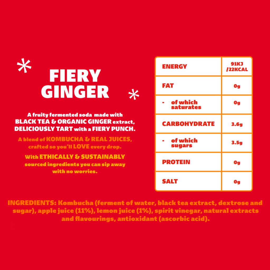 Genie Kombucha Fiery Ginger (330ml x 12)