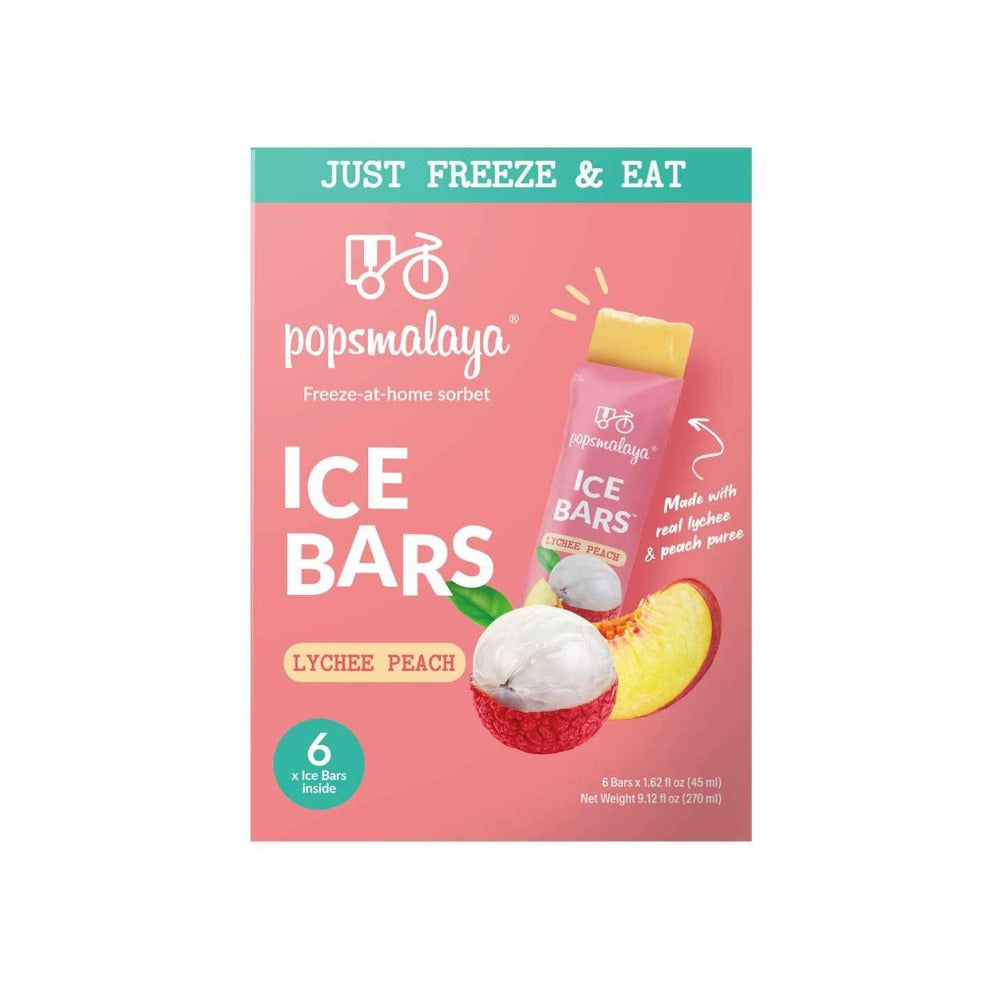 Popsmalaya Ice Bars Lychee Peach (45ml x 6 bars)