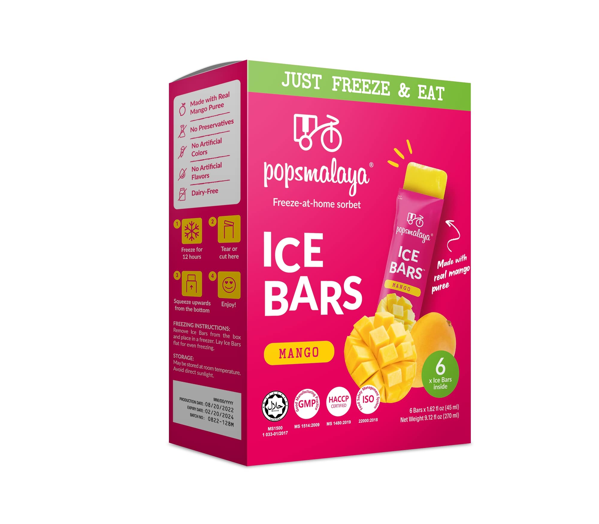 Popsmalaya Ice Bars Mango (45ml x 6 bars)