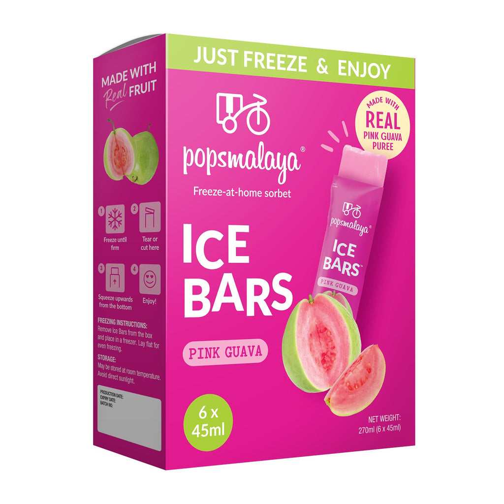 Popsmalaya Ice Bars Pink Guava (45ml x 6 bars)