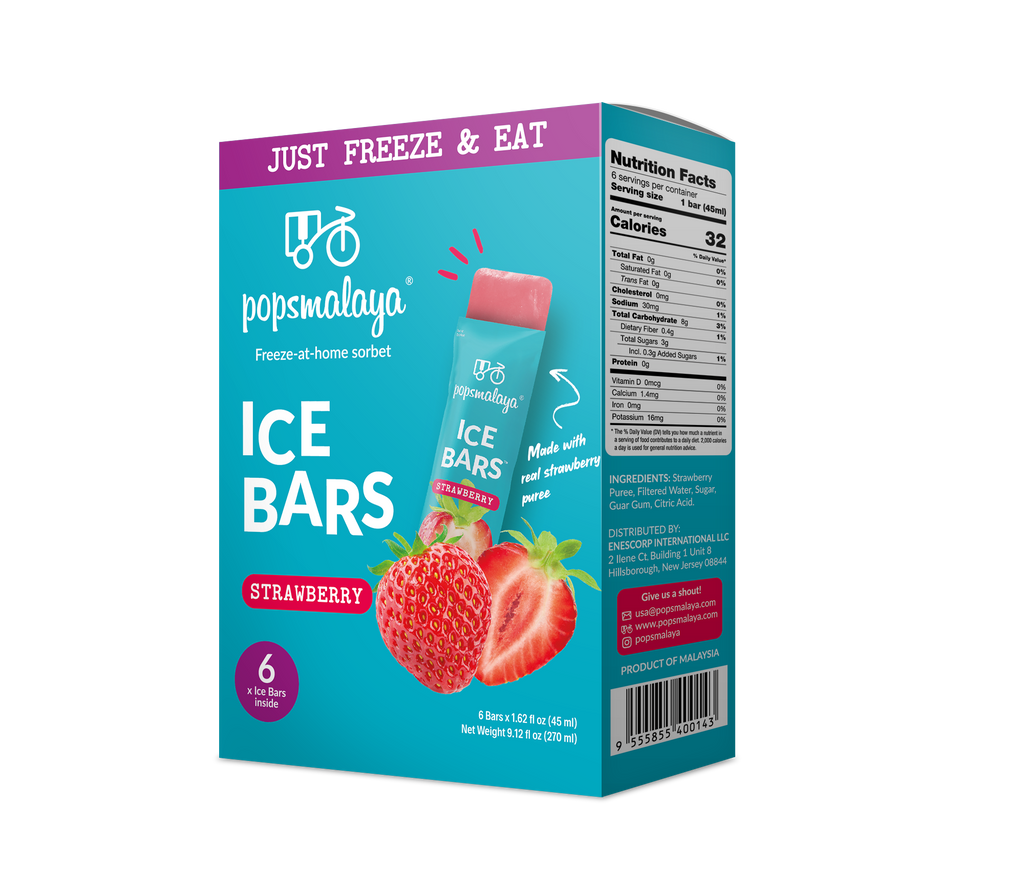 Popsmalaya Ice Bars Strawberry (45ml x 6 bars)