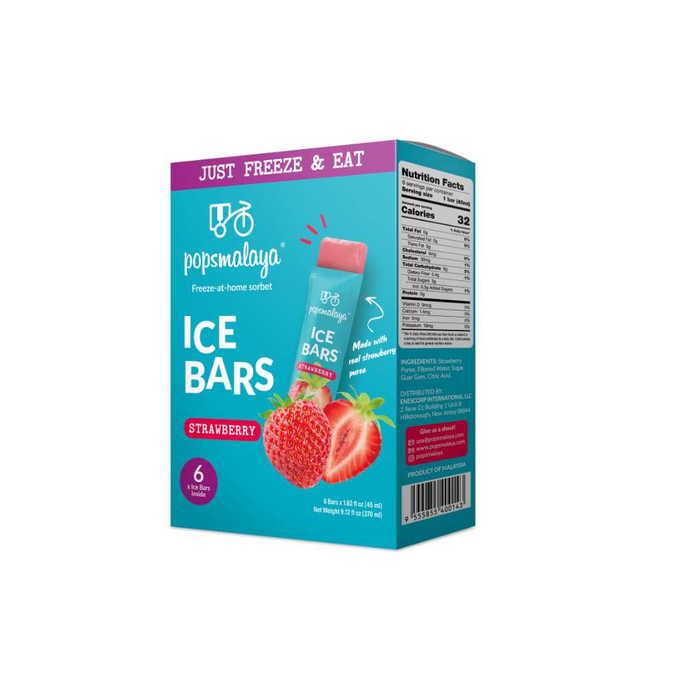 Popsmalaya Ice Bars Strawberry (45ml x 6 bars)