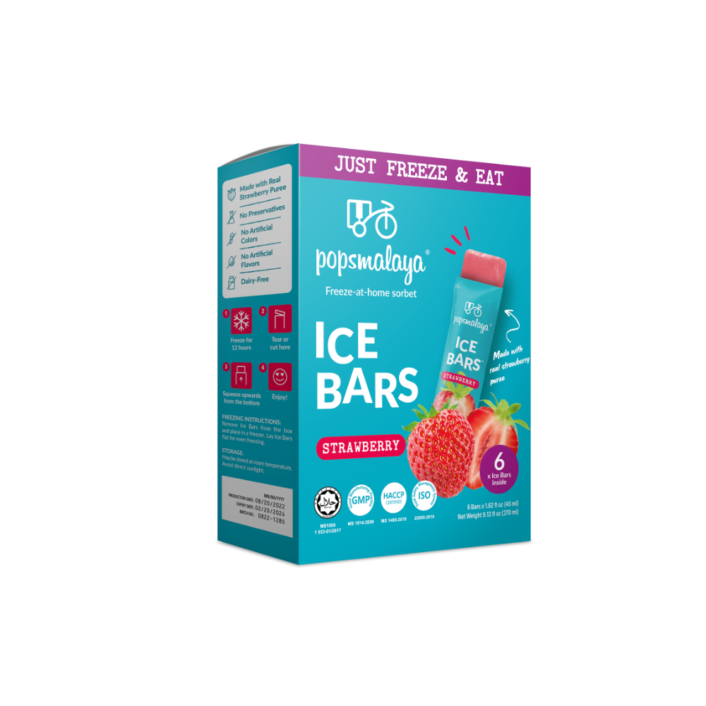 Popsmalaya Ice Bars Strawberry (45ml x 6 bars)