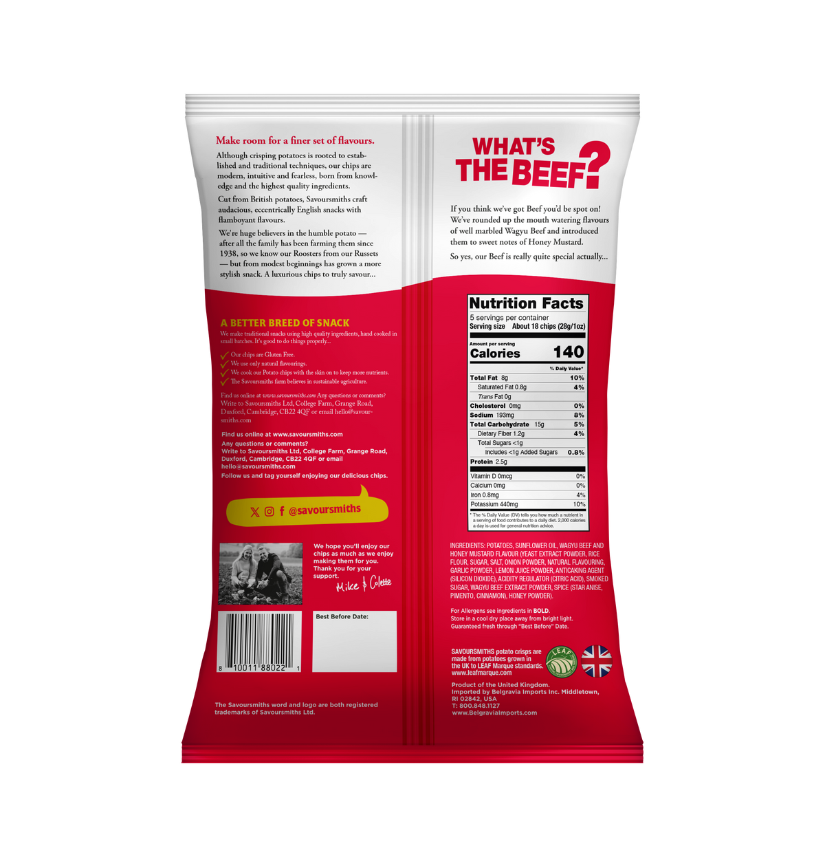 Savoursmiths Vegan Wagyu Beef & Honey Mustard Potato Chips 150g